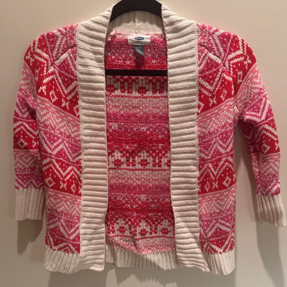 Old Navy Girls Pink and Red Cardigan